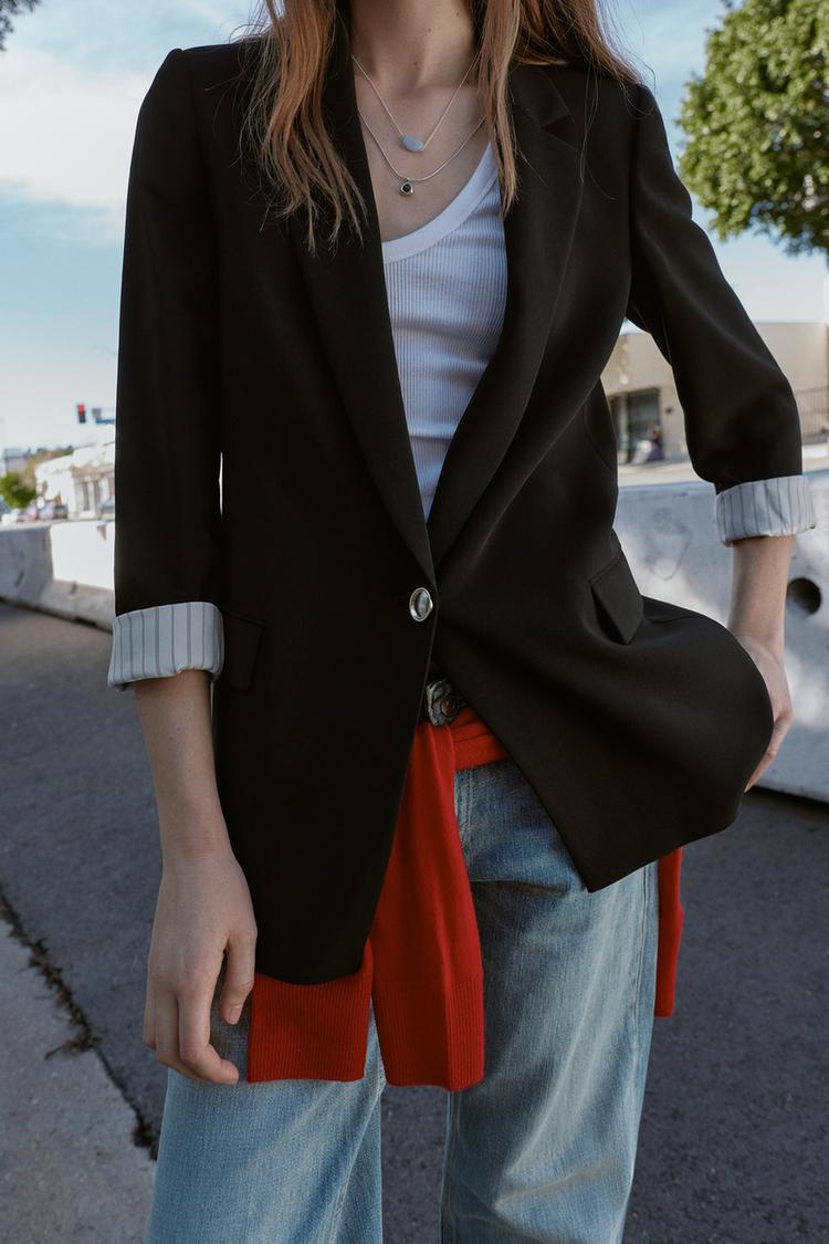 ZARA PRINTED CUFF BLAZER