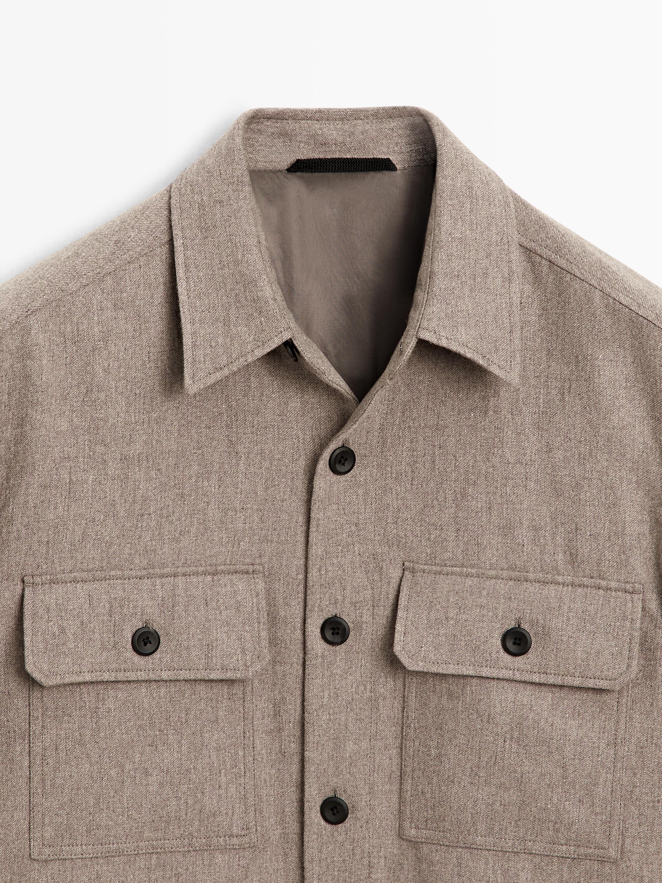 Wool blend overshirt with pockets - LIMITED