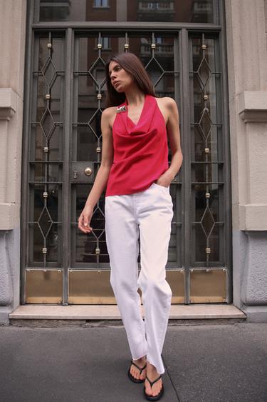 TOP WITH GOLD APPLIQUÉ - Fuchsia by Zara - Image 0