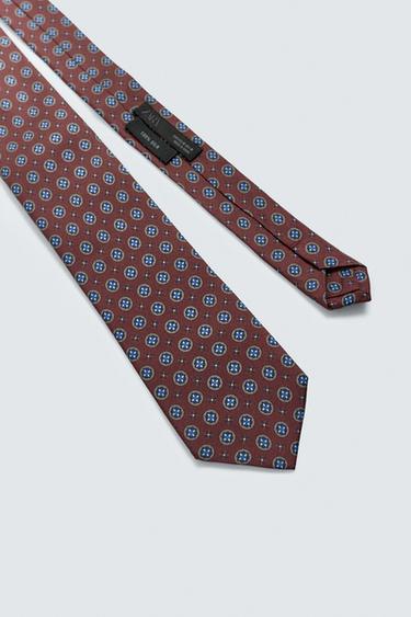 CRAVATE JACQUARD GÉOMÉTRIQUE 100% SOIE - Grenat de Zara - Image 3