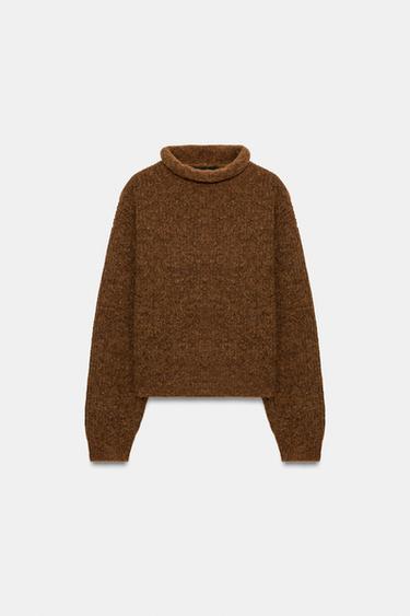 JERSEY PUNTO CUELLO SUBIDO - Tabaco de Zara - Imagen 0