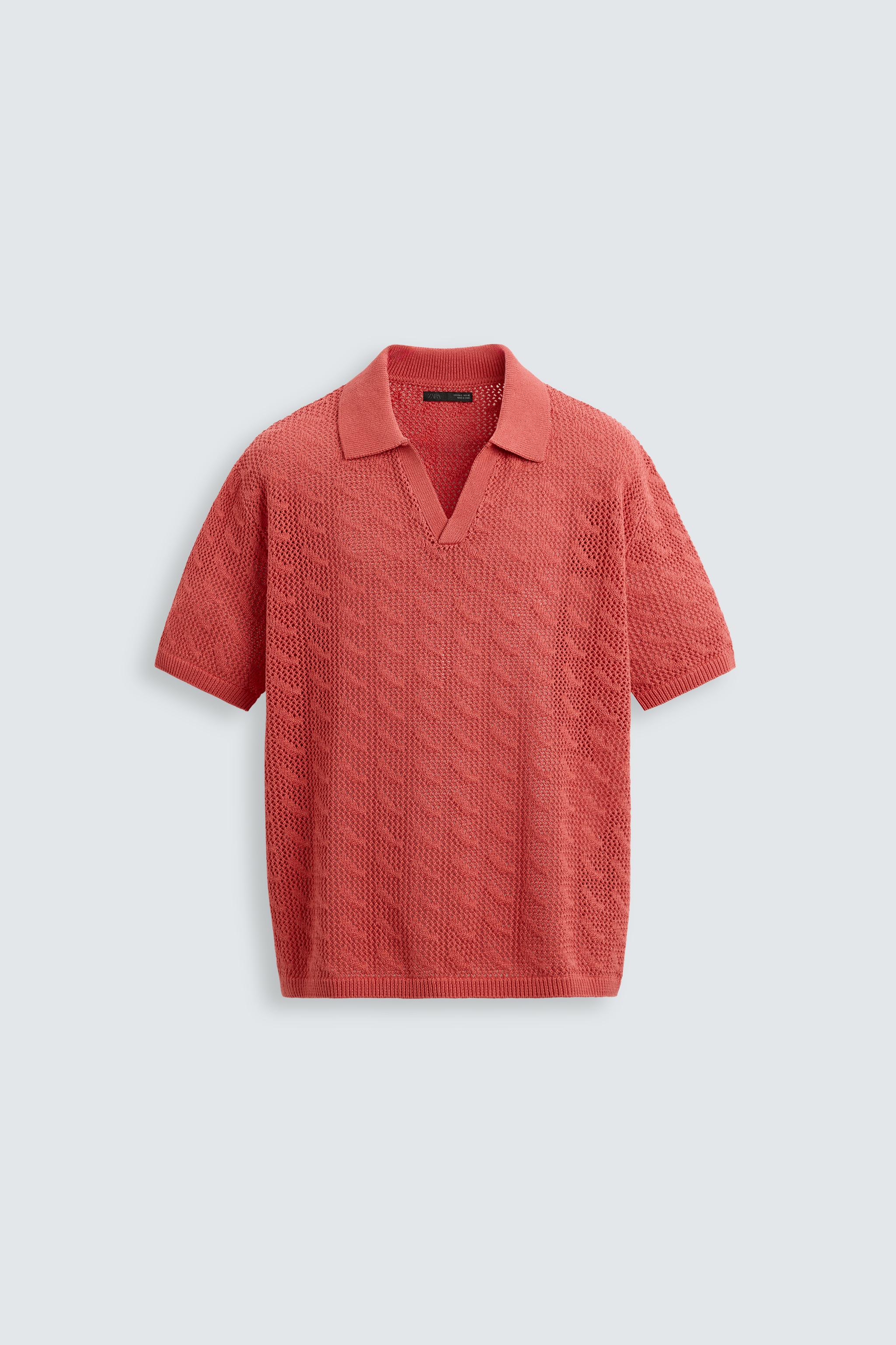 OPEN STITCH KNIT POLO SHIRT - Red | ZARA United States