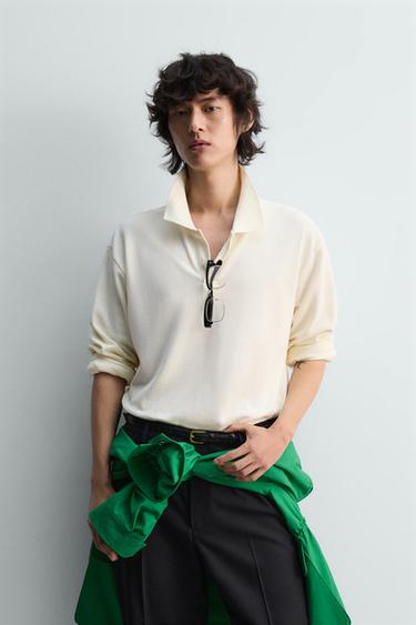 POLO REGULAR FIT ESTRUCTURA PIQUÉ - Blanco roto de Zara