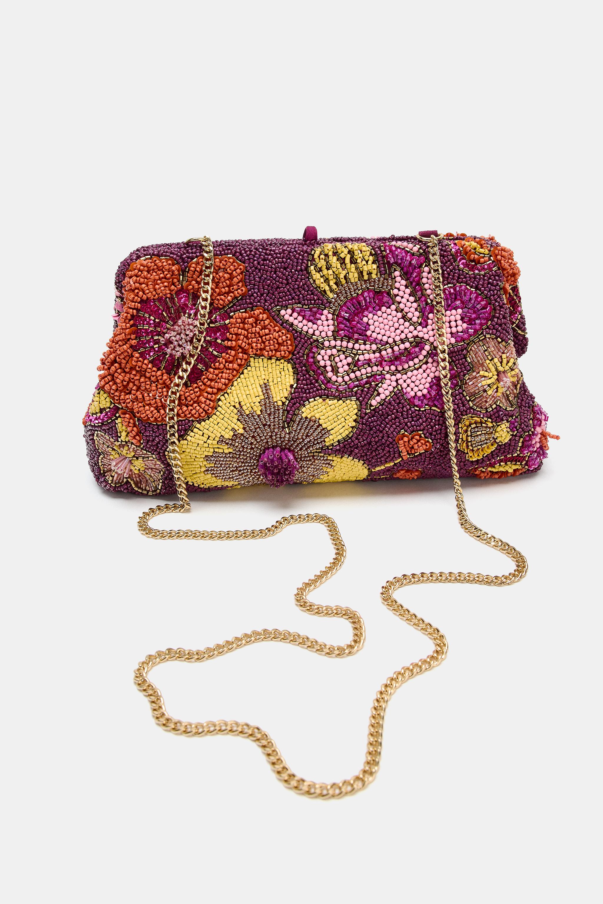 BEADED ENVELOPE BAG — Pink