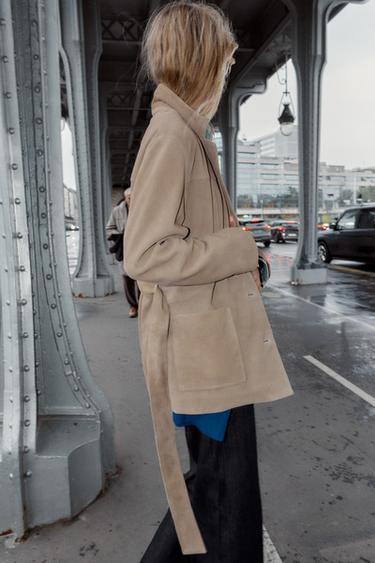 100% LEATHER JACKET WITH BELT - Stone by Zara - Image 2