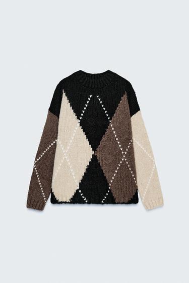 JERSEY PUNTO ROMBOS - Negro / Crudo de Zara