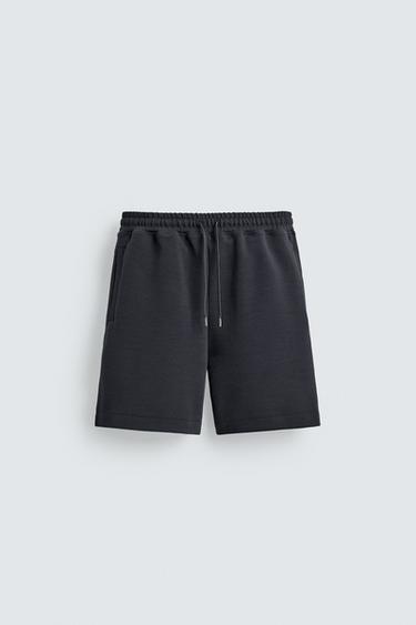 INTERLOCK RELAXED FIT JOGGER BERMUDA SHORTS - Deep blue by Zara