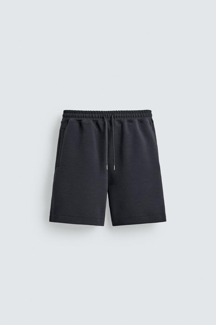 ZARA INTERLOCK RELAXED FIT JOGGER BERMUDA SHORTS