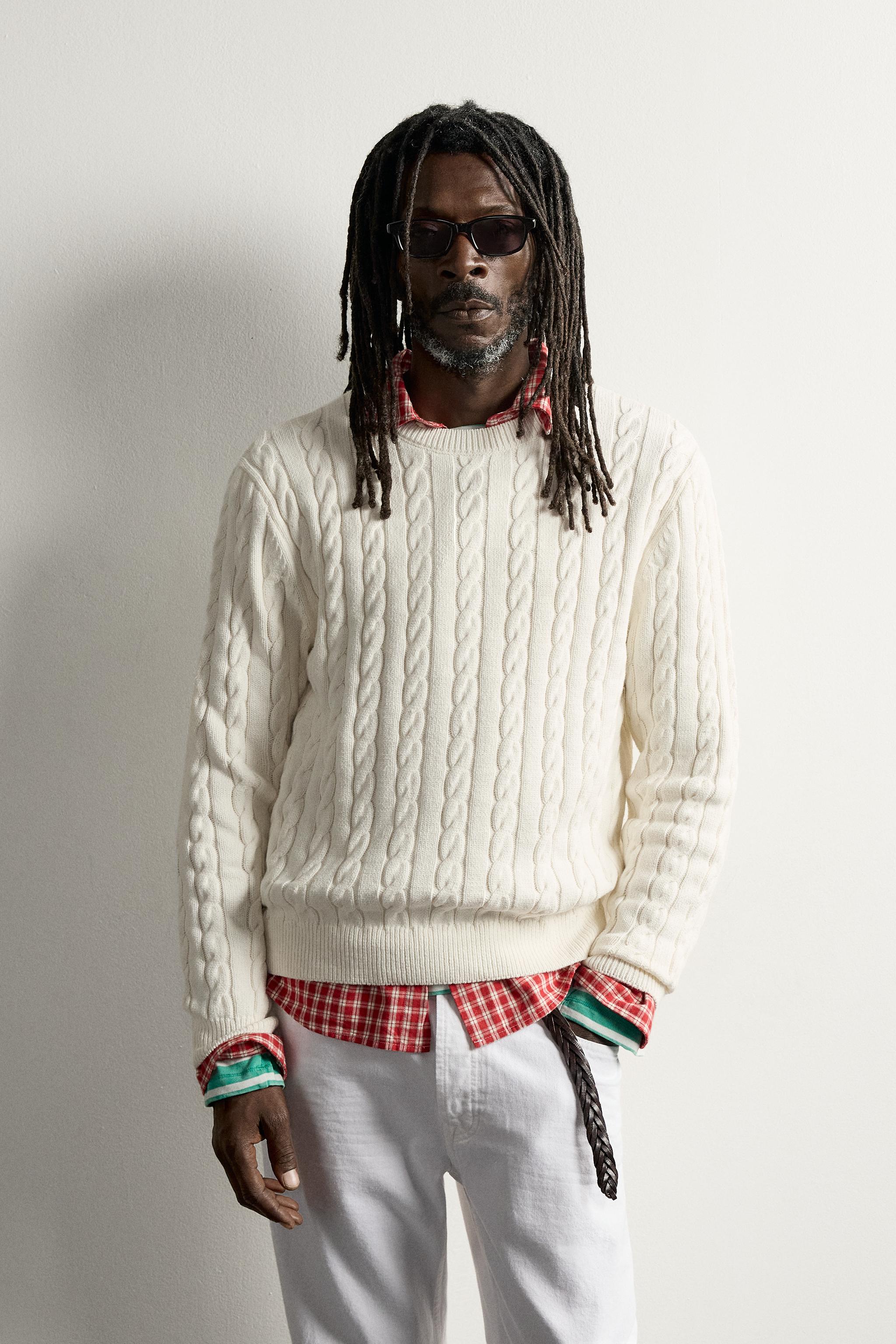 AARON LEVINE X ZARA TEXTURED CABLE SWEATER — Ecru