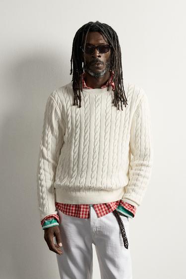 TEXTURED CABLE-KNIT JUMPER AARON LEVINE X ZARA - Ecru by Zara