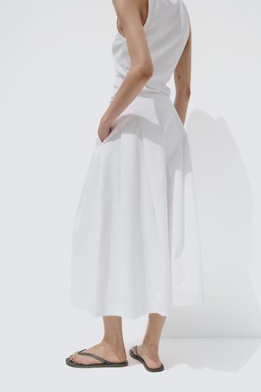 JUPE MI-LONGUE PLISSÉE - Blanc de Zara - Image 3