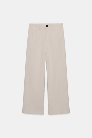 CONTRAST BUTTON TROUSERS - Sand / Marl by Zara - Image 0