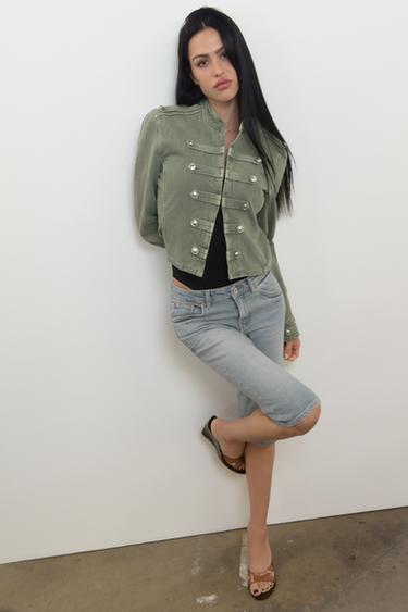 JEANS TRF CAPRI SE STŘEDNĚ VYSOKÝM PASEM - Modrá od Zara