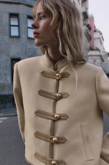 TOGGLE SHOULDER PAD JACKET - Beige by Zara - Image 0