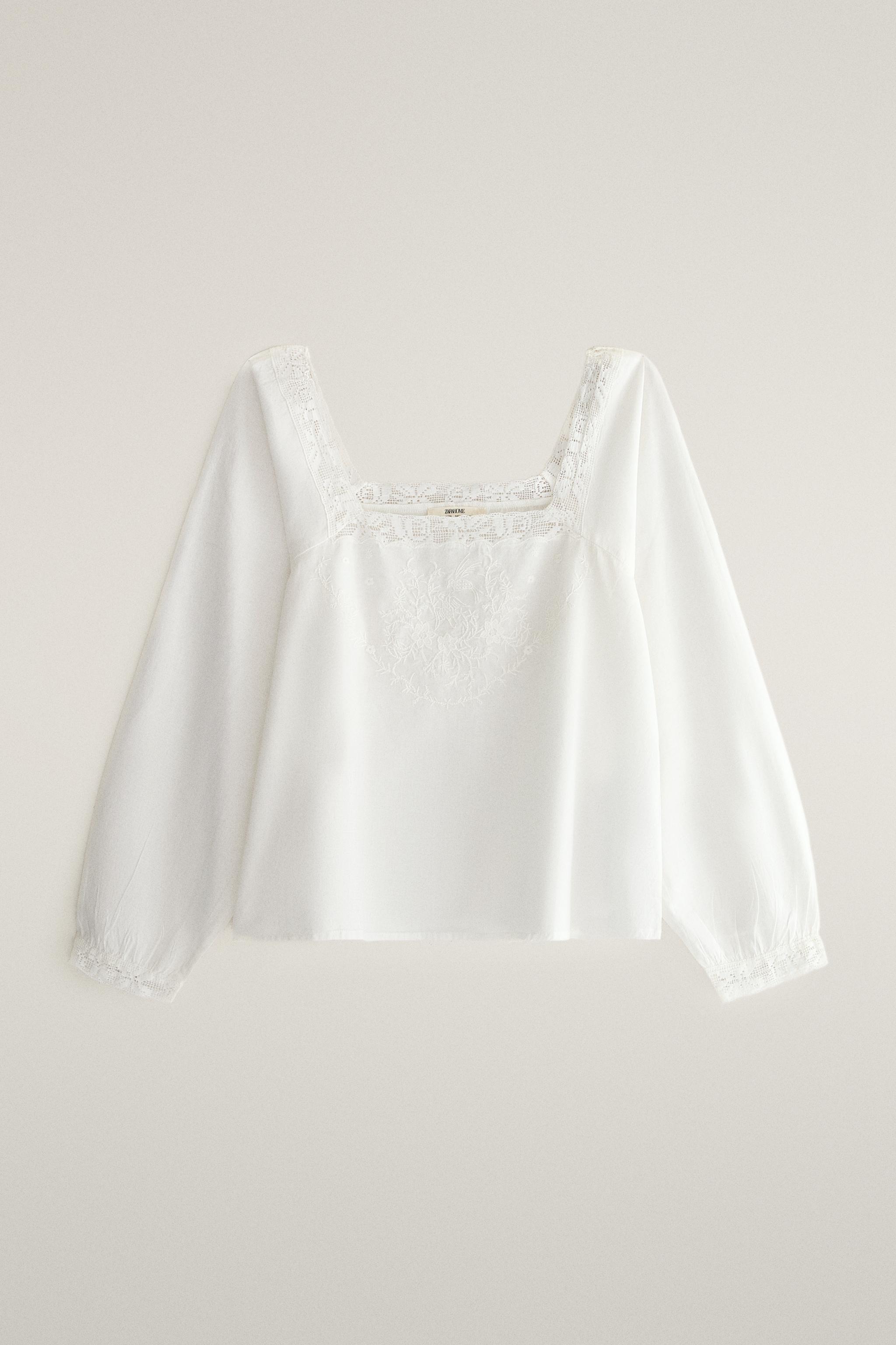 Top manches longues brodé dentelle