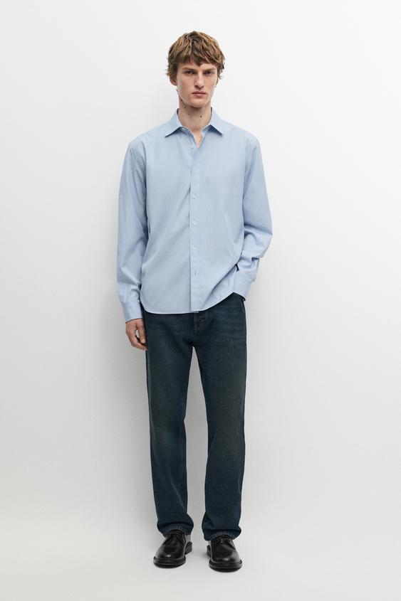 Camisa relaxed fit rayas 100% algodón - Marrón de Zara - Imagen 0