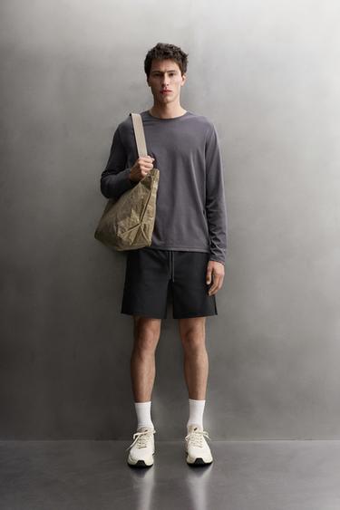 Технологичная футболка с длинным рукавом — СЕРО-СИНИЙ от Zara