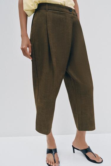 بنطلون CROPPED ببنسات ZW COLLECTION - كاكي الخاص بـ Zara
