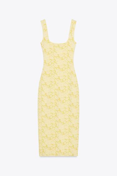 ROBE DÉCOLLETÉ CARRÉ STRETCH - Jaune de Zara - Image 5