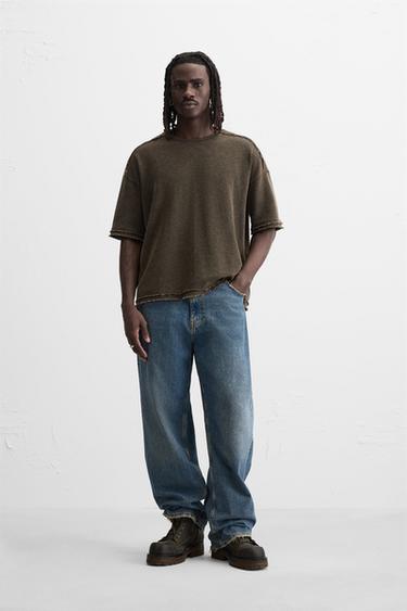 PLAYERA LAVADA PUNTO - Marrón de Zara
