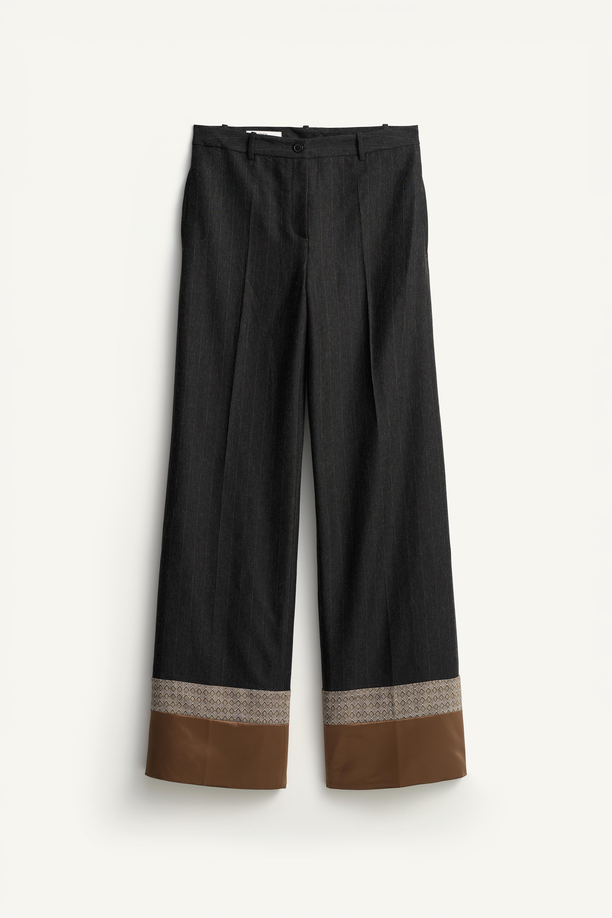 Limited Edition Striped Pants With Contrast Hem by Zara
