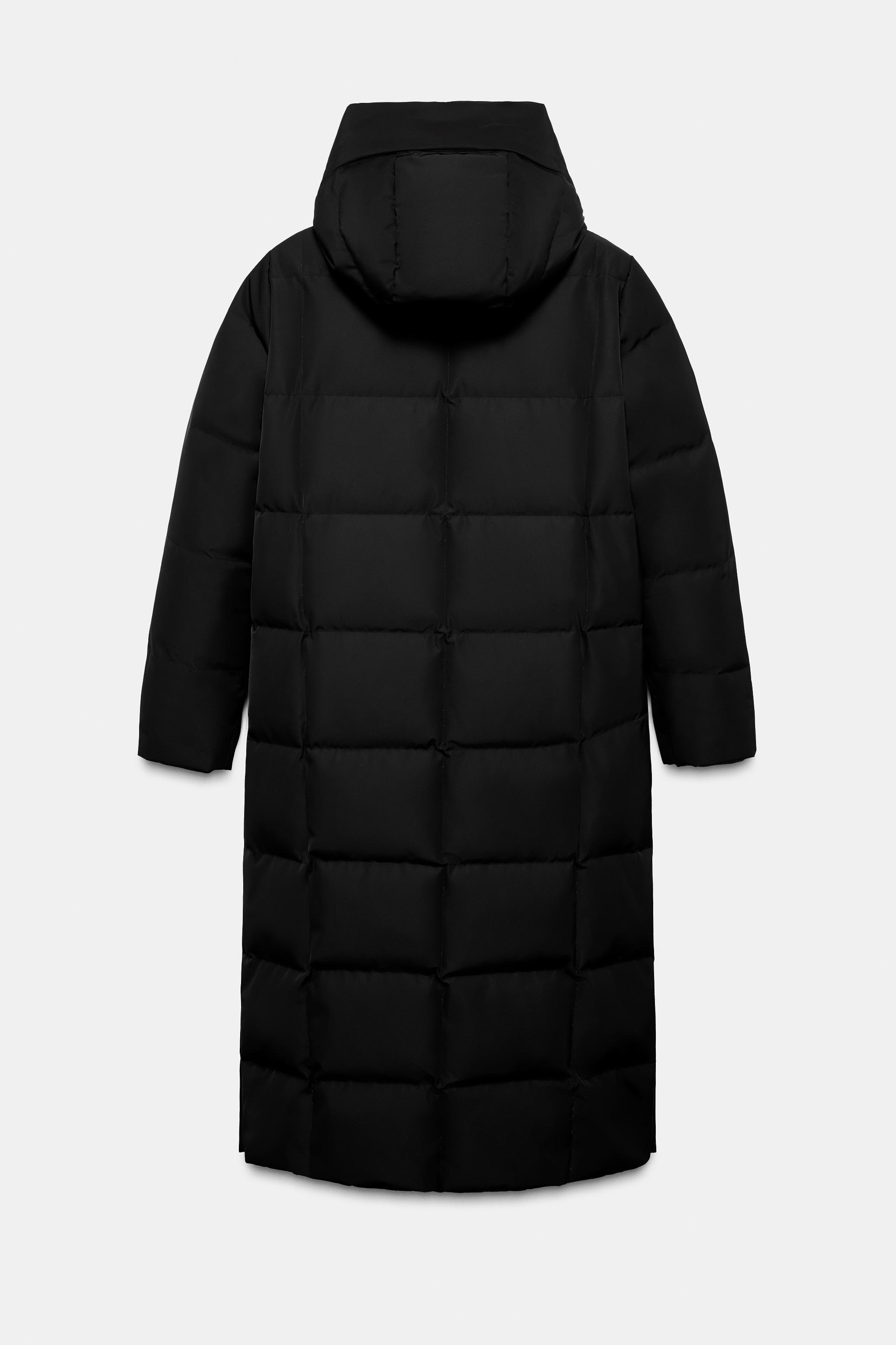 LONG WATER REPELLENT WINDPROOF HOODED DOWN JACKET - Black | ZARA