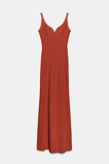 ROBE LONGUE ZW COLLECTION - Rouge orangé de Zara - Image 5