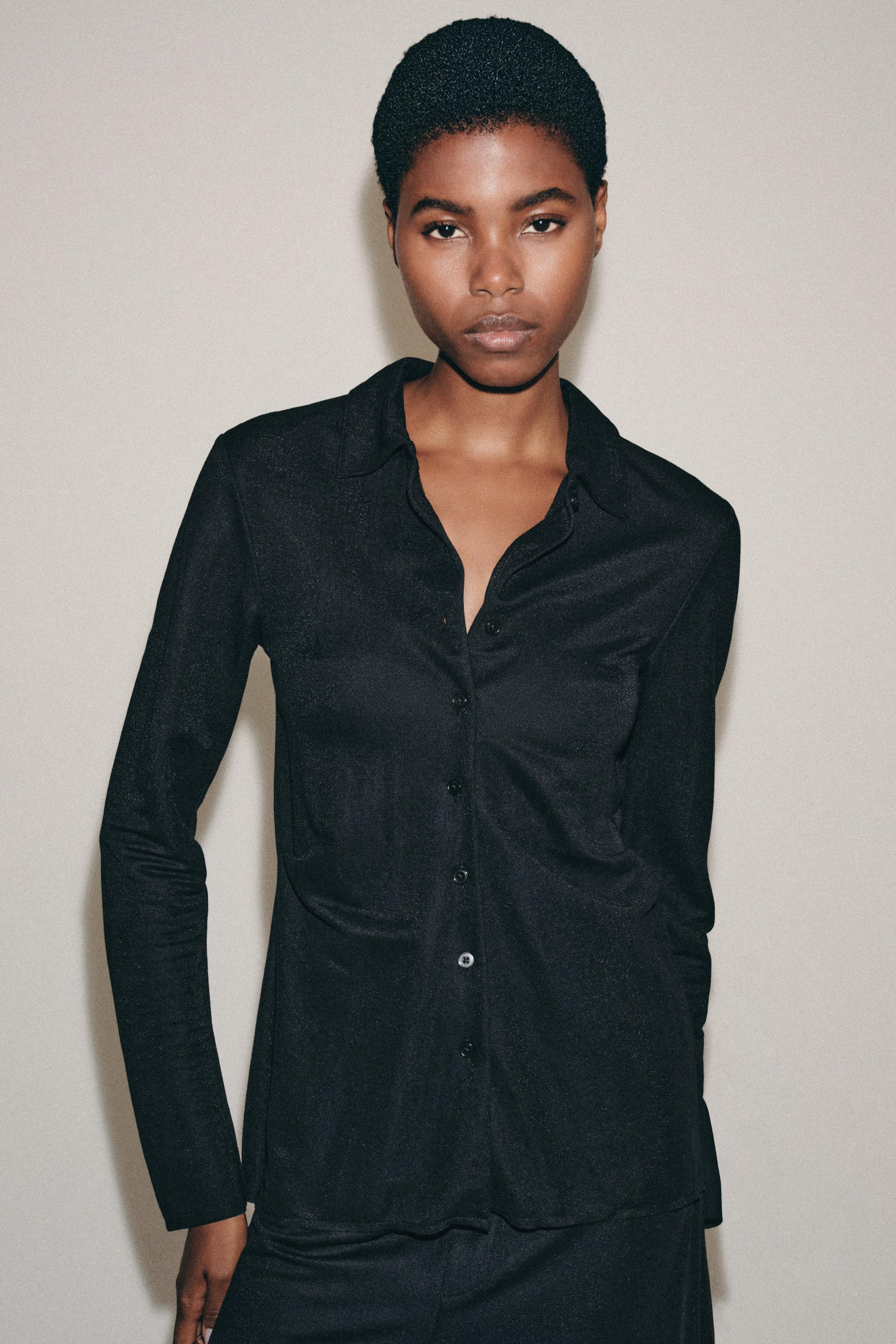 Женские топы Zara BUTTONED PLEATED TOP — фото 2