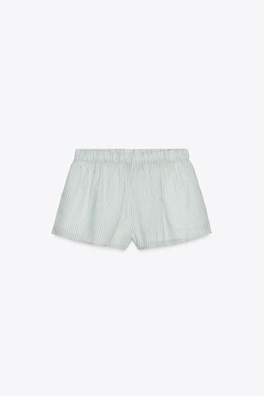 SHORT DE PYJAMA EN GAZE RAYÉ - Blanc / Vert de Zara - Image 5