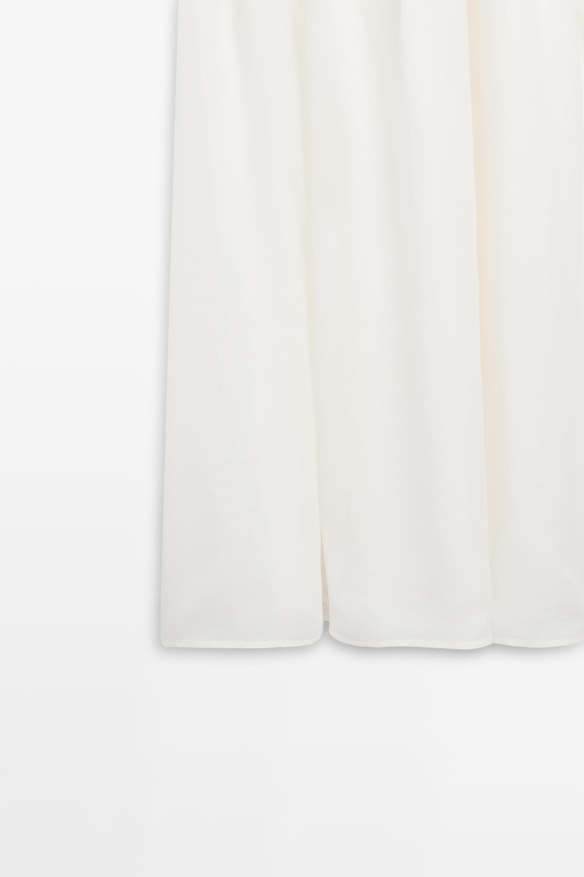 Robe longue combinée en lin