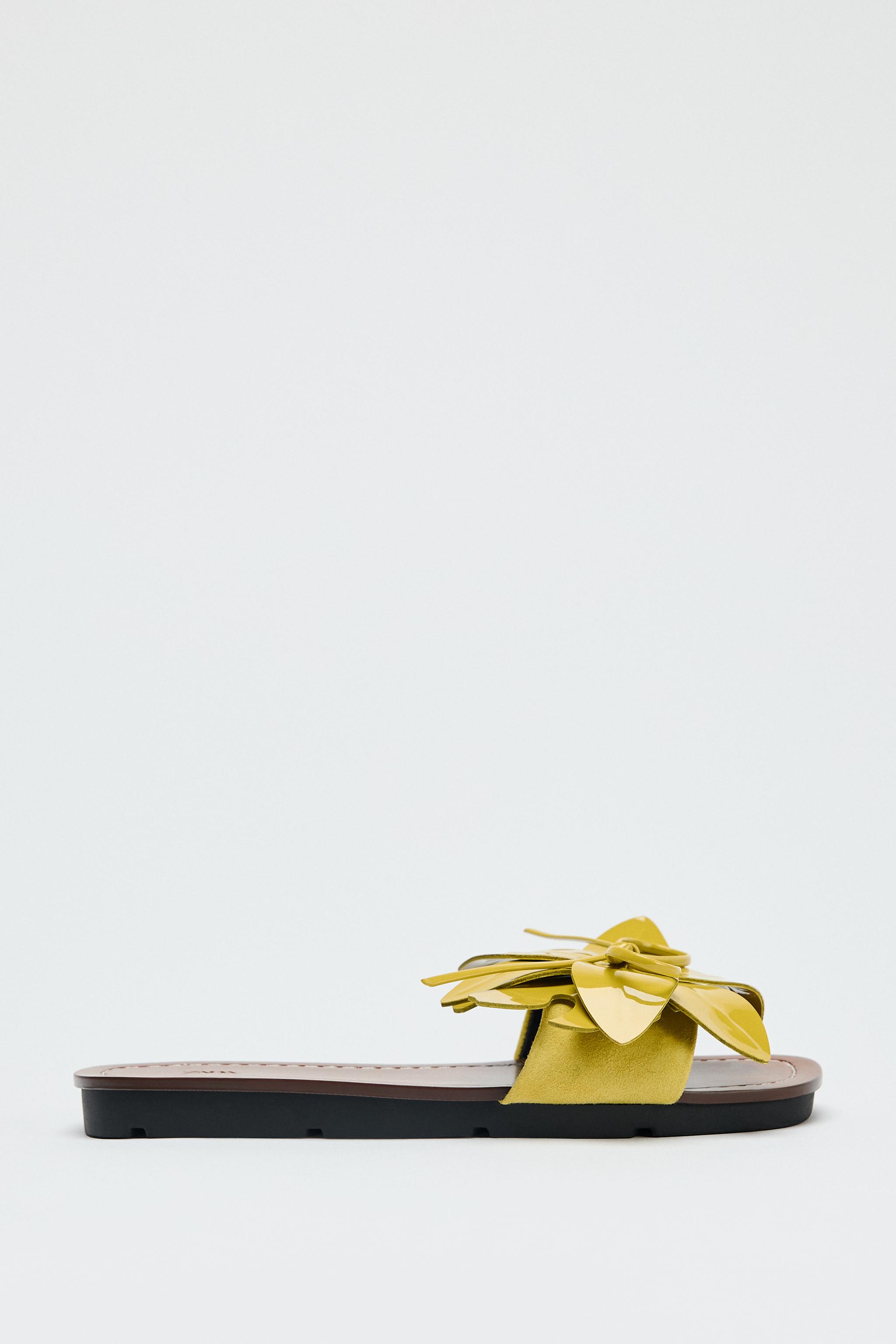 ZARA レザーフラワーサンダル 1600/610 レザーフラワーサンダル - ライム | ZARA Japan / 日本