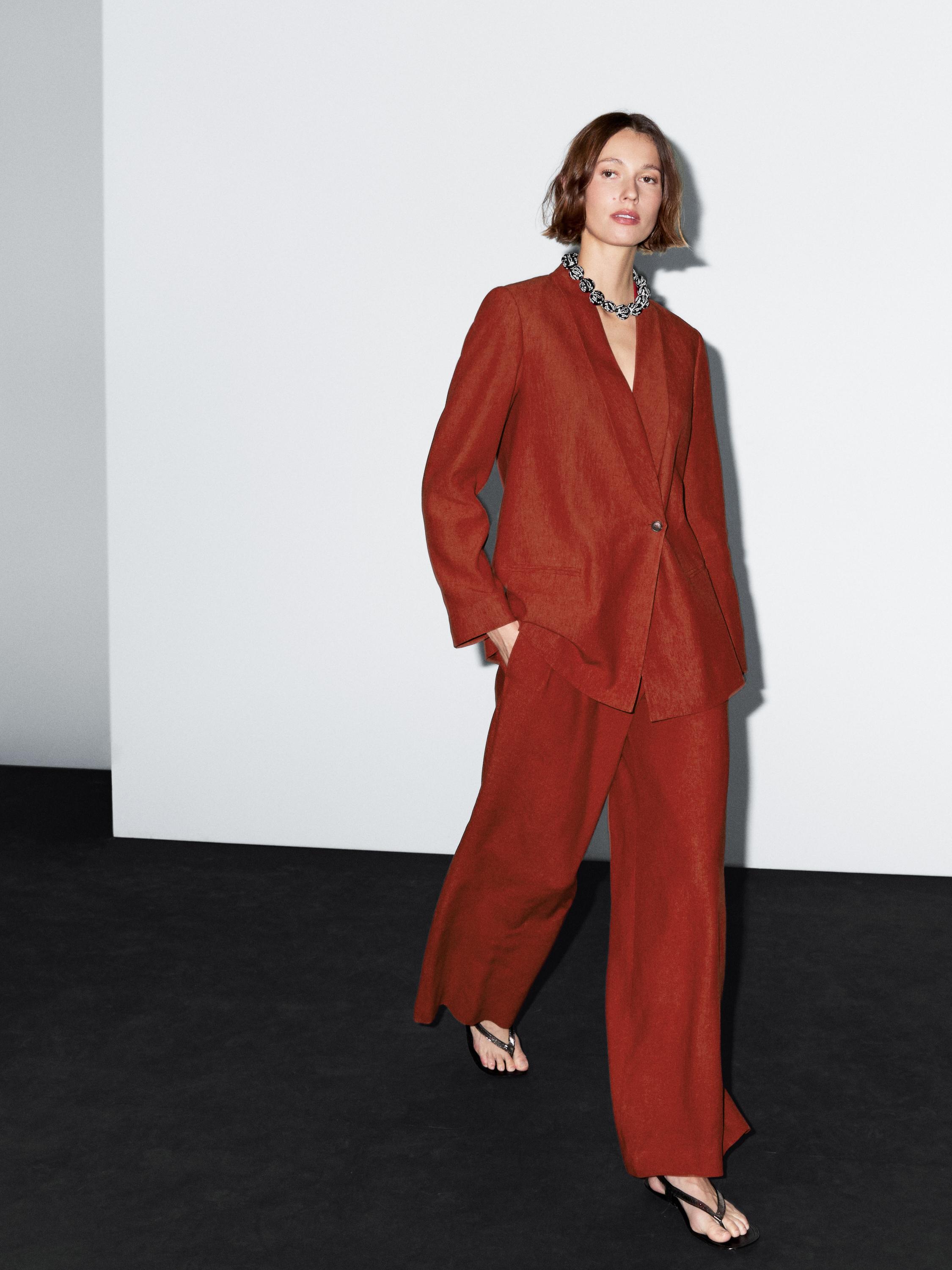 Linen blend shawl collar blazer