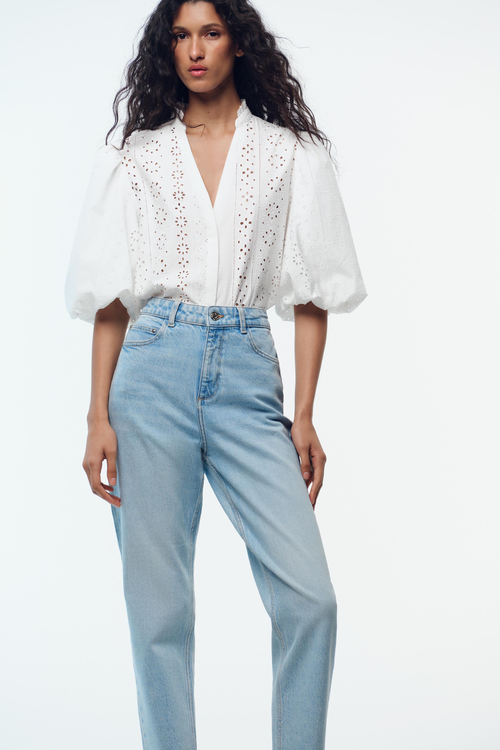 Z.01 MOM FIT COMFORT HIGH-WAIST JEANS - Light blue | ZARA