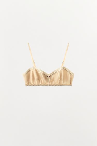 CONTRAST FLORAL LACE BRA - Ecru by Zara