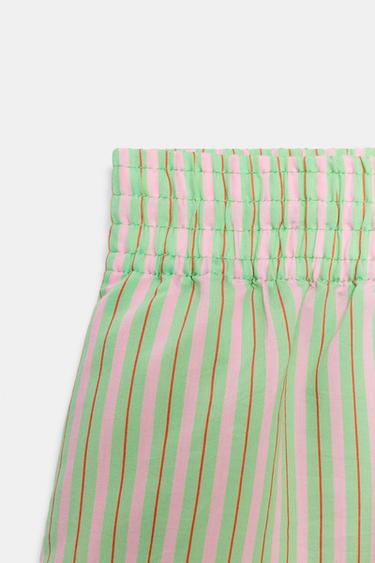 SHORT POPELINE ÉLASTIQUE RAYURES - Vert de Zara - Image 6