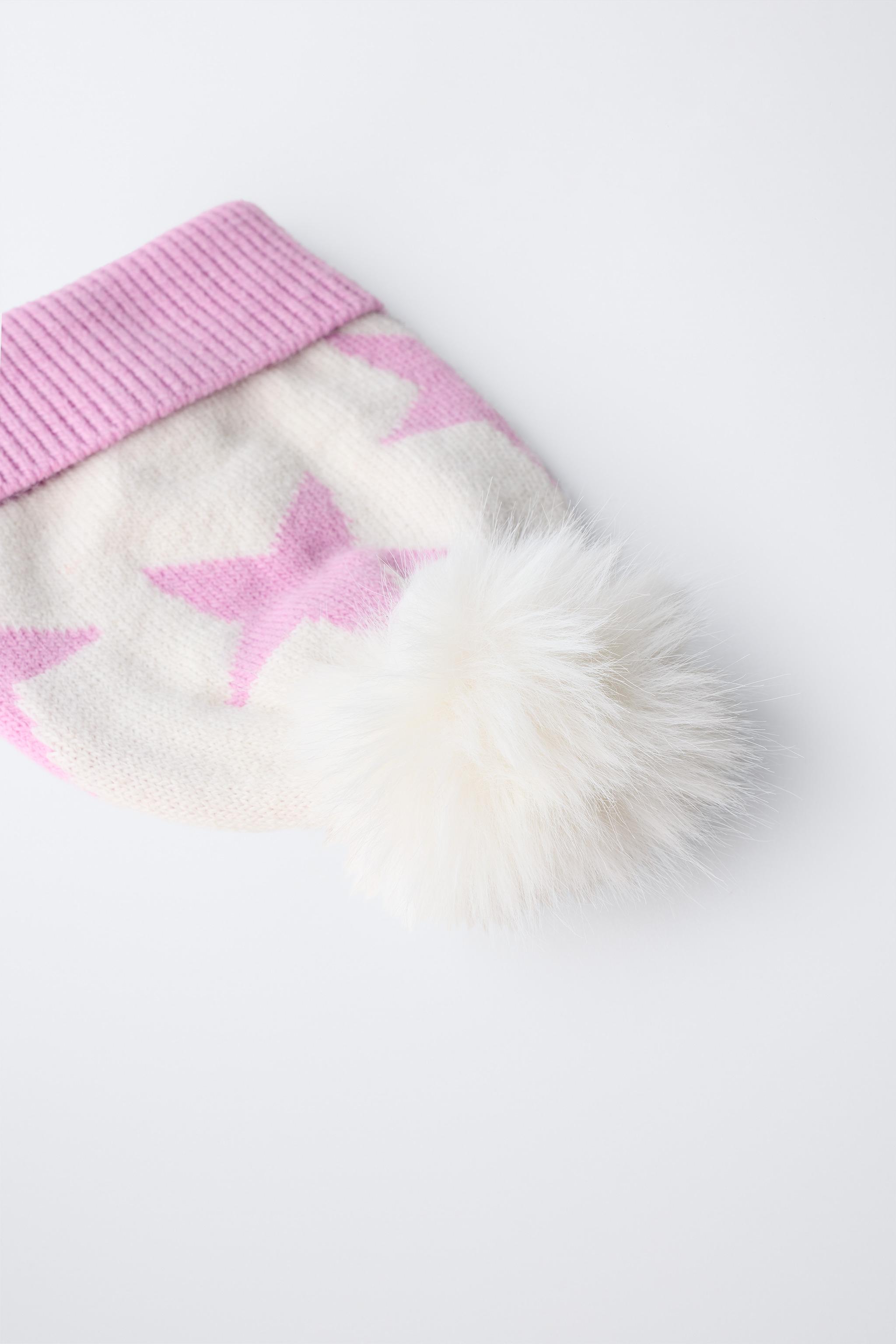 KNIT STAR POMPOM HAT SKI COLLECTION - Light Gray | ZARA 