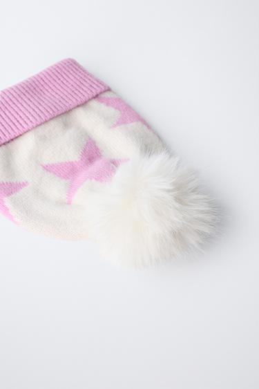 KNIT STAR POMPOM HAT SKI COLLECTION - Light Grey by Zara - Image 2