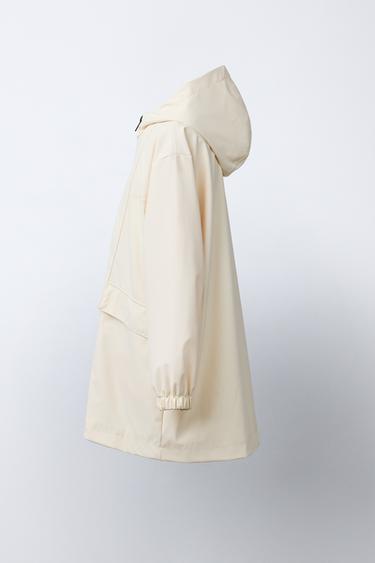 RUBBERISED WATER-REPELLENT HOODED RAINCOAT - Butter by Zara - Image 2