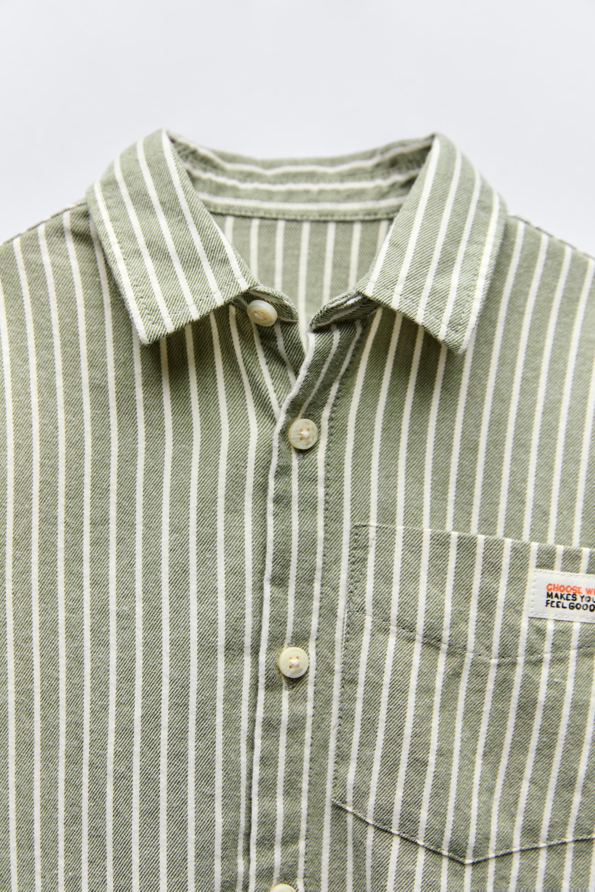 STRIPED POCKET SHIRT - Ecru / Green | ZARA United States STRIPED POCKET SHIRT - Ecru / Green | ZARA United States