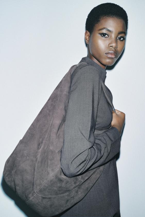 SUEDE BUCKET BAG Grey ZARA United Kingdom