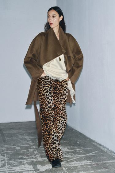 FLOCKED ANIMAL PRINT TROUSERS ZW COLLECTION LIMITED EDITION - Leopard by Zara