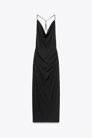 CAMISOLE DRESS WITH TRIMS - Black by Zara - Image 9