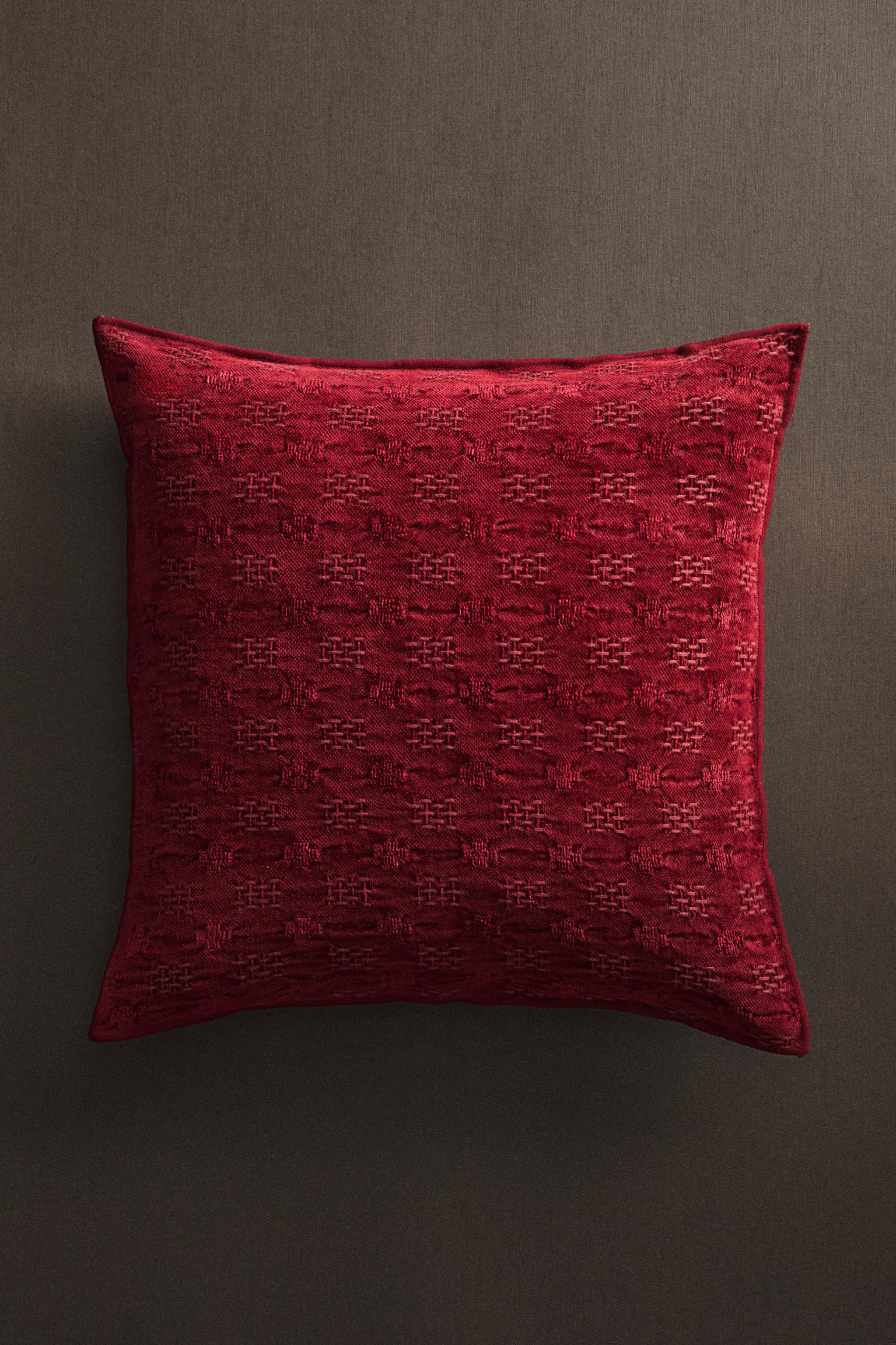 HOUSSE DE COUSSIN VELOURS JACQUARD NOËL