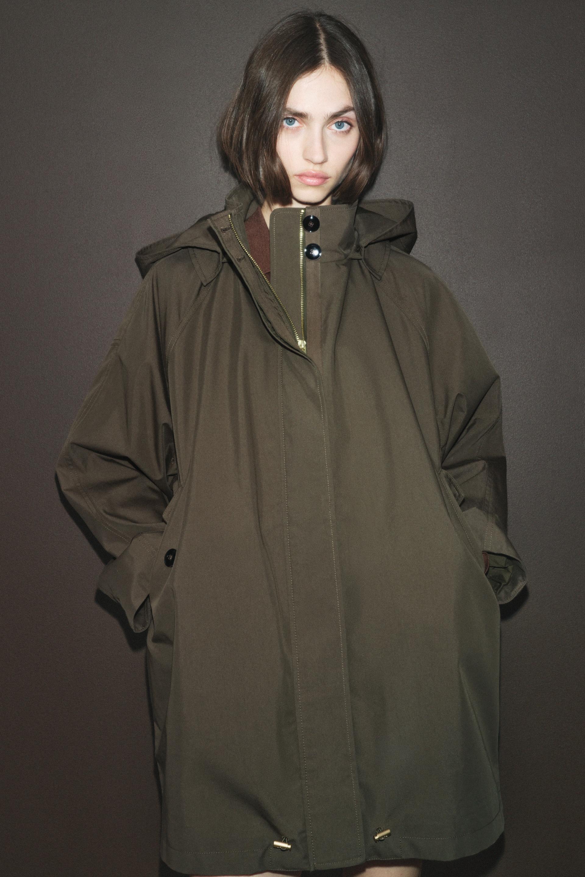 WATER REPELLENT HOODED TRENCH COAT ZW COLLECTION