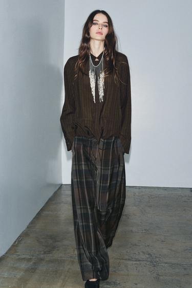 РУБАШКА В КЛЕТКУ ZW COLLECTION — ЗЕЛЕНЫЙ от Zara