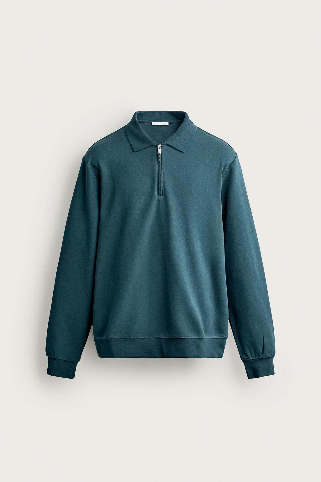 INTERLOCK ZIP-UP POLO SWEATSHIRT