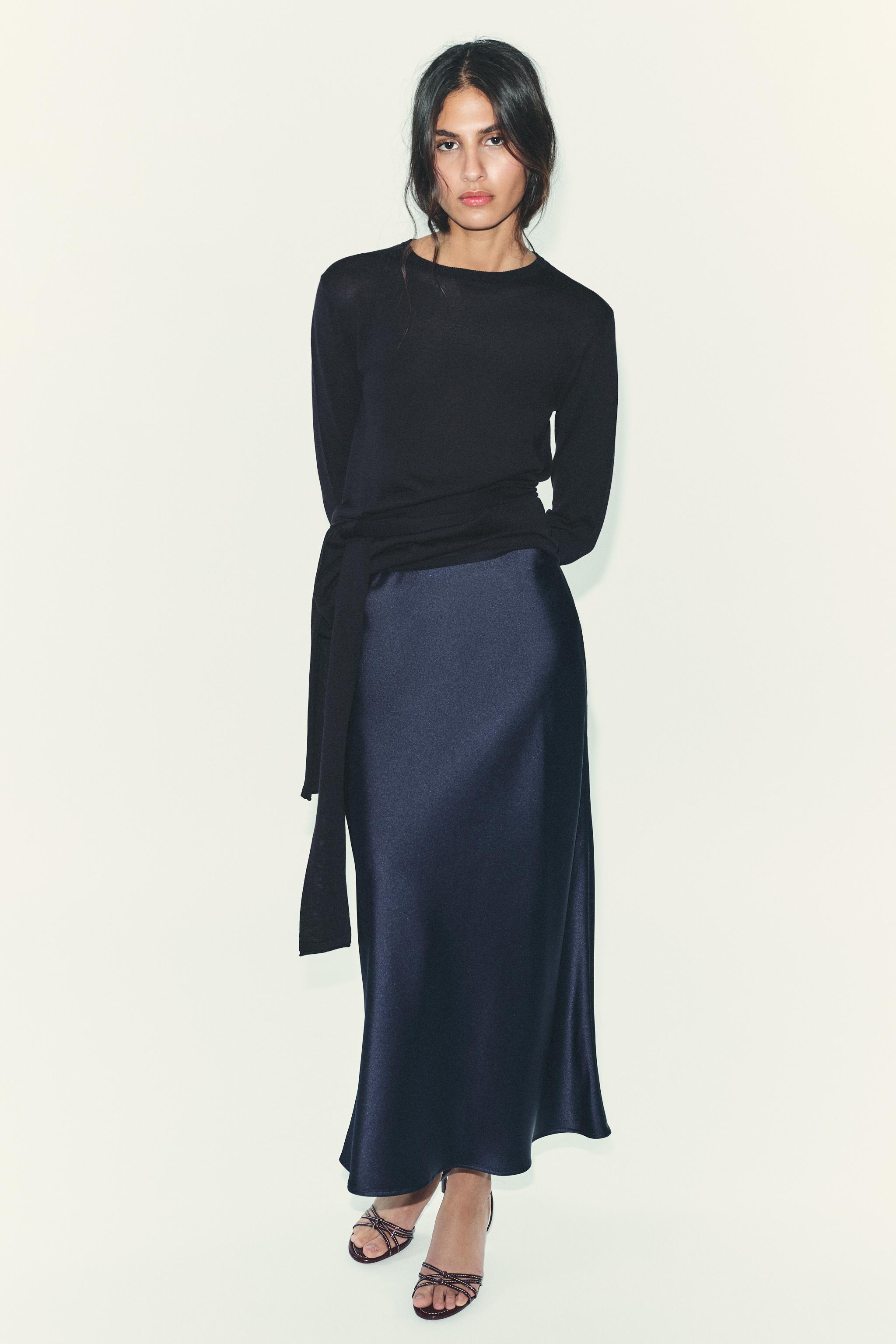 FALDA MIDI SATINADA Crudo ZARA España