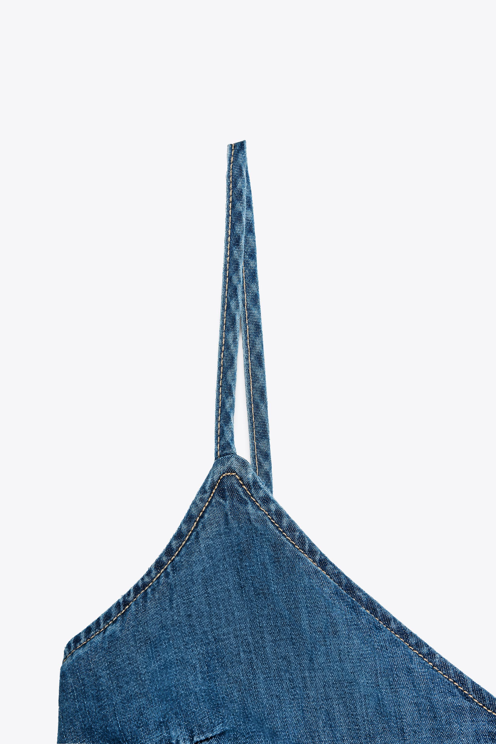Z1975 デニムストラップ付きミディ丈ワンピース - ブルー | ZARA