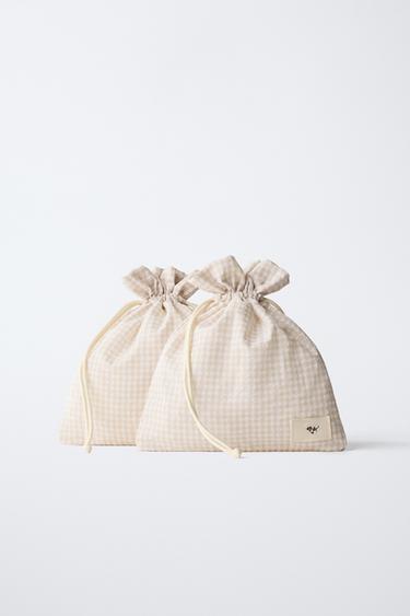 Zara PACK OF CHECKERED BAGS - Off White