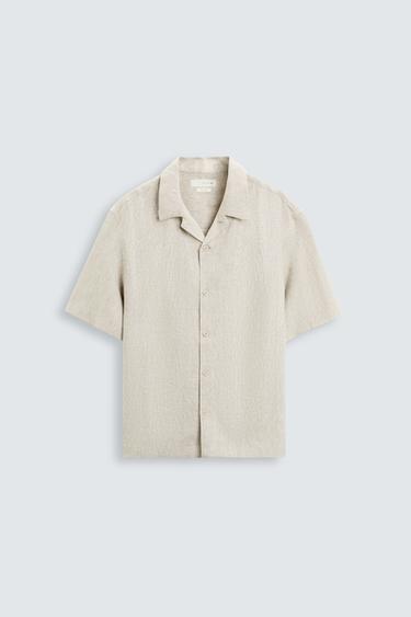 OVERHEMD VAN 100% LINNEN - Lichtbeige van Zara